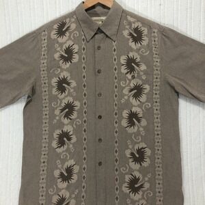 Kona Kai Trading Company Silk Cotton Blend Hawaiian Shirt Floral Print Size M